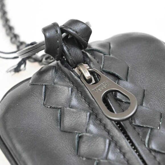 BOTTEGA VENETA Intrecciato Chain Coin Case Wallet Leather Black Italy - Picture 6 of 11